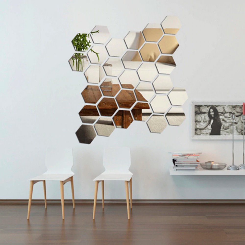 Miniatura 2 de LAMINAS ESPEJO HEXAGONO X 36🔥